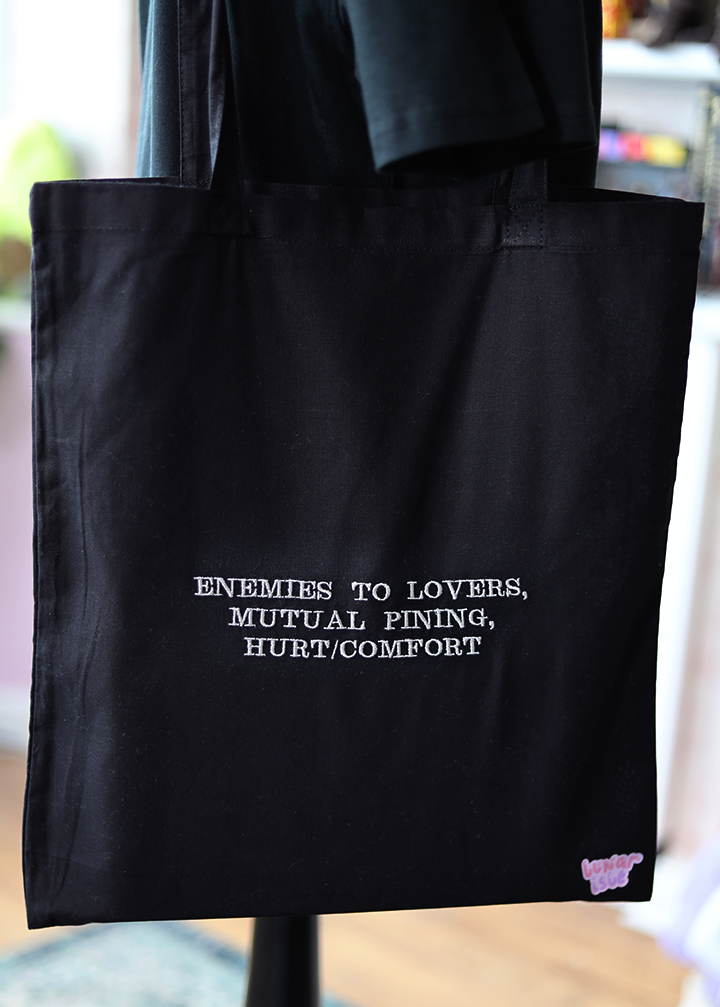Reading Tropes Metallic Embroidered Tote Bag